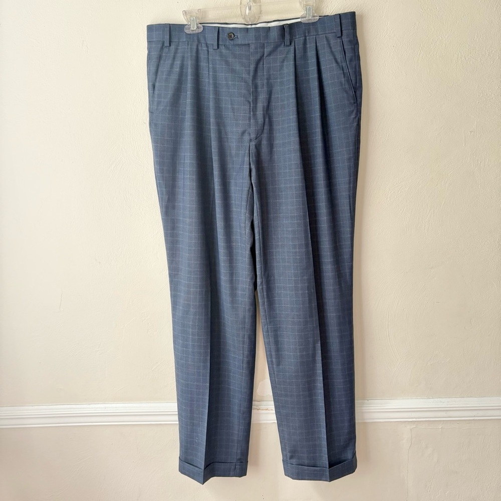 Ralph Ralph Lauren Blue Plaid Dress Pants Trousers 38x32